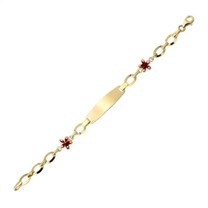 Plakalı Çiçekli 14 Ayar Çocuk Künyesi