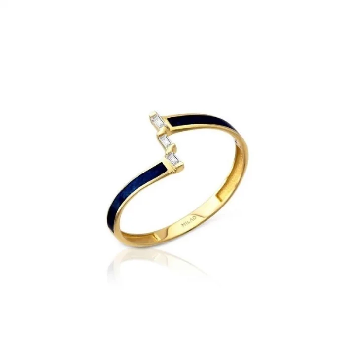 Siyah Mineli Taşlı 14 Ayar Yüzük