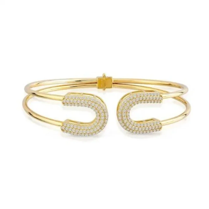 Taşlı Çengel Modeli 14 Ayar Kelepçe