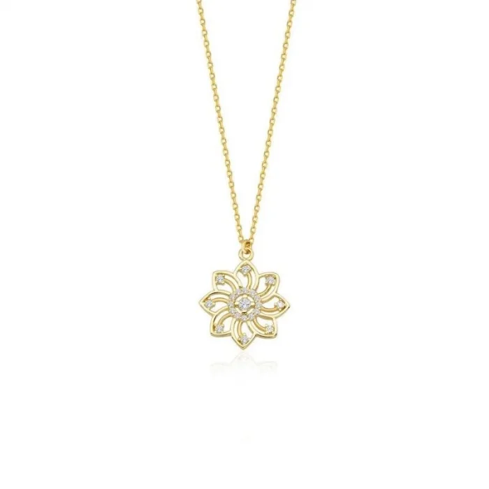 Taşlı Çiçek Kolye