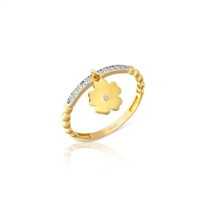 Taşlı Çiçek Sarkıt 14 Ayar Yüzük