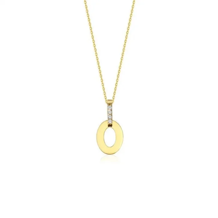 Taşlı Yuvarlak Kolye 14 Ayar