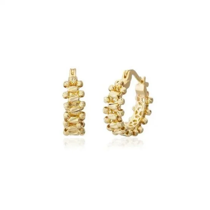 Tırtıklı  Dorikalı Halka 14 Ayar Küpe