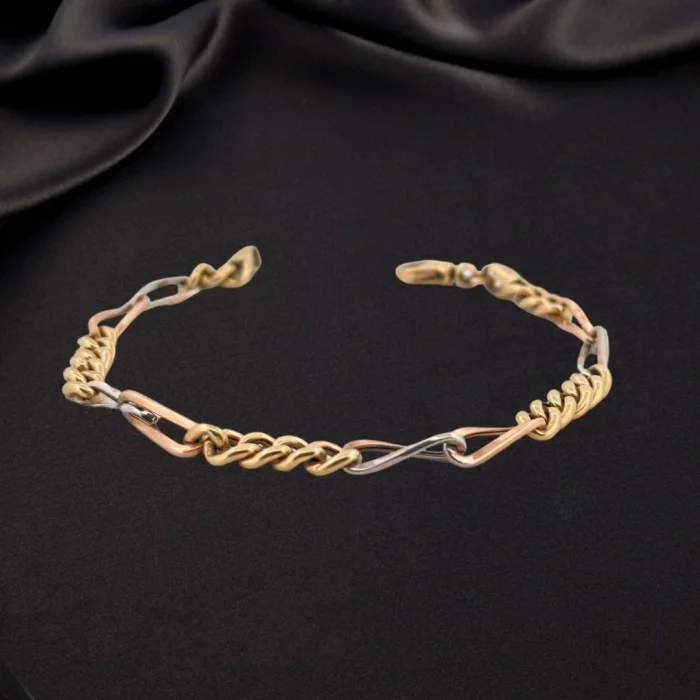 ÜÇ RENKLİ HALLOW 14 AYAR ALTIN BİLEKLİK