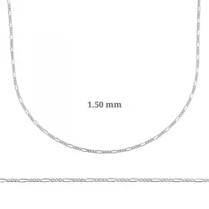 1.50 mm Gümüş Figaro Zincir - 0.40 mikron