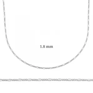 1.8 mm Gümüş Figaro Zincir - 0.50 mikron