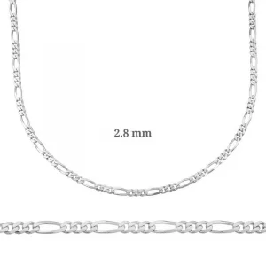 2.8 mm Gümüş Figaro Zincir - 0.80 mikron