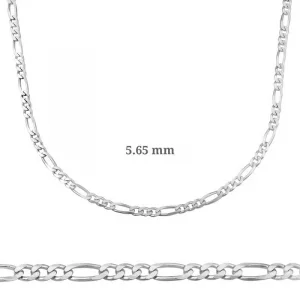 5.65 mm Gümüş Figaro Zincir - 160 mikron