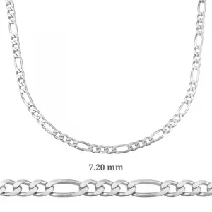 7.20 mm Gümüş Figaro Zincir - 200 mikron