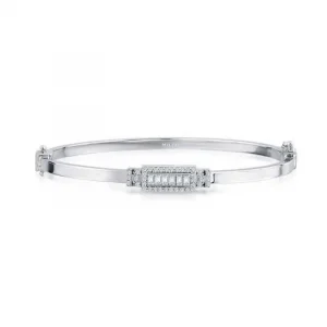 Beyaz Altın Baget Dikdörtgen 14 Ayar Kelepçe