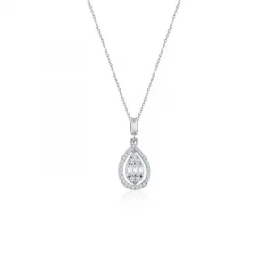 Beyaz Altın Damla Baget Kolye 14 Ayar