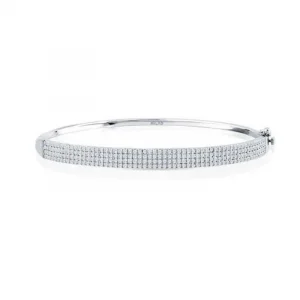 Beyaz Altın Sıralı Taşlı 14 Ayar Kelepçe