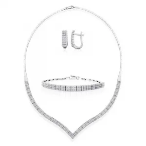 Beyaz Altın Su Yolu 14 Ayar Nişan Seti