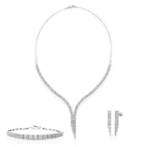 Beyaz Altın Su Yolu 14 Ayar Nişan Seti