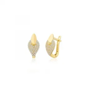 Damla  Taşlı 14 Ayar Küpe