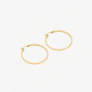 Geniş 14 Ayar Halka Küpe