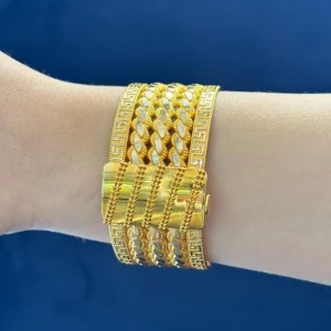 Grek Desenli Burma 14 Ayar Altın Kelepçe