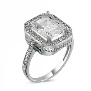 Gümüş Baget Kare Bayan Yüzük