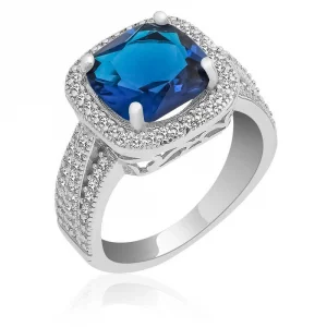 Gümüş Mavi Baget Bayan Yüzük