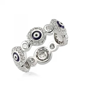 Gümüş Nazarlı Tamtur Bayan Yüzük