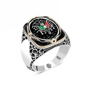 Gümüş Osmanlı Arması Oval Erkek Yüzük