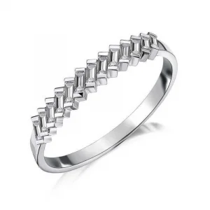 Gümüş Sıralı Baget Taşlı Bayan Yüzük