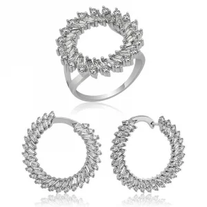 Gümüş Trapez Taşlı Bayan Set