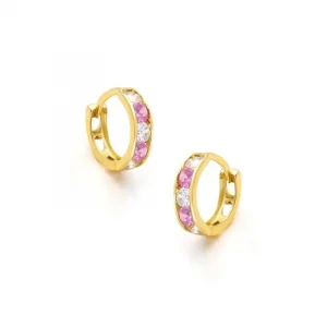 Halkalı Taşlı 14 Ayar Çocuk Küpesi