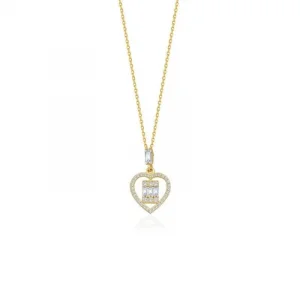 Kalp Detaylı Baget Kolye 14 Ayar