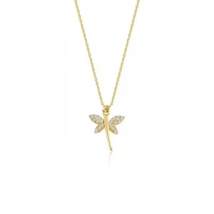 Kanatları Taşlı Yusufçuk Kolye 14 Ayar