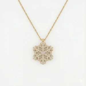 Kar Tanesi Tasarım 14 Ayar Kolye