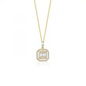 Mini Taş Detaylı Baget Kolye 14 Ayar