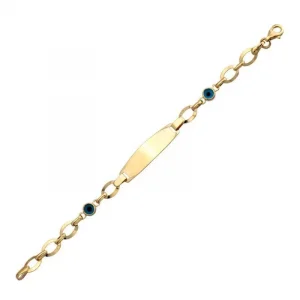 Nazar Boncuklu Plakalı 14 Ayar Çocuk Künyesi