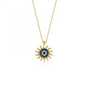 Nazarlı Taşlı Güneş Kolye 14 Ayar