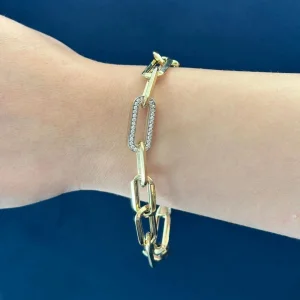 Ortası Taşlı Ataç 14 Ayar Altın Bileklik