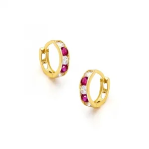 Pembe Taşlı 14 Ayar Çocuk Küpesi