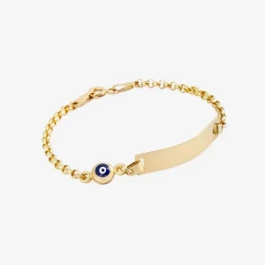 Plakalı Nazar Boncuklu 14 Ayar Çocuk Künyesi