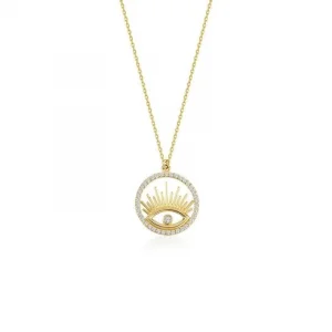 Taş Çember Çerçeveli Göz Kolye 14 Ayar