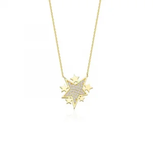 Taş Detaylı Yıldız Kolye 14 Ayar Kolye