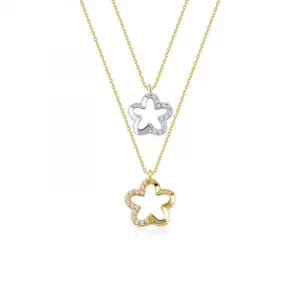 Taşlı Düet Yıldız Kolye 14 Ayar
