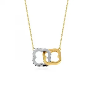 Taşlı Düet Yonca Kolye 14 Ayar