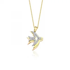 Taşlı Kuş 14 Ayar Kolye