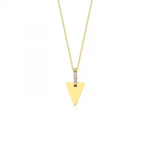 Taşlı Üçgen Plaka Kolye 14 Ayar