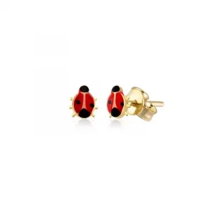 Uğur Böceği İğneli 14 Ayar Çocuk Küpesi