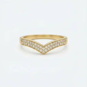 V Tasarım Taşlı 14 Ayar Yüzük