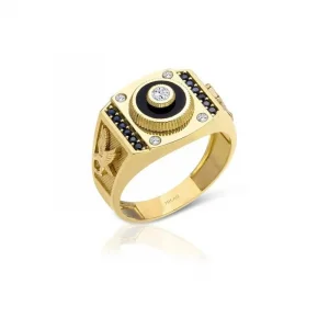 Yeni Model Taşlı 14 Ayar Erkek Yüzük