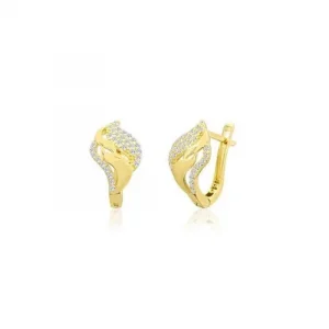 Yeni Model Taşlı 14 Ayar Küpe