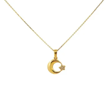 Ay Yıldız 14 Ayar Altın Kolye