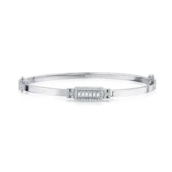 Beyaz Altın Baget Dikdörtgen 14 Ayar Kelepçe