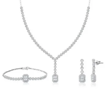 Beyaz Altın Baget Model 14 Ayar Nişan Seti